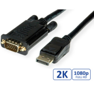 Kabel DisplayPort kabel, DP-VGA M/M, 2.0m, Roline VALUE